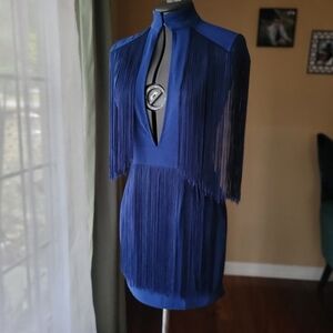 PrettyLittleThing Women's Size US 4 Royal Blue Fringe Dress